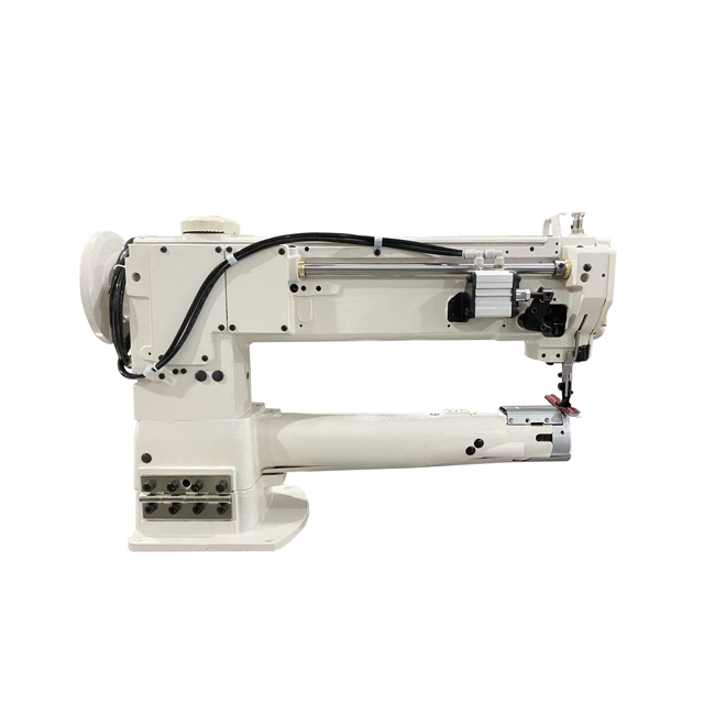 Máquina de coser de cama cilíndrica con pie móvil y alimentación compuesta de brazo largo de 1 aguja y 18 pulgadas